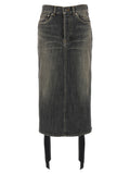 Balenciaga Women's Lace Up Denim Skirt