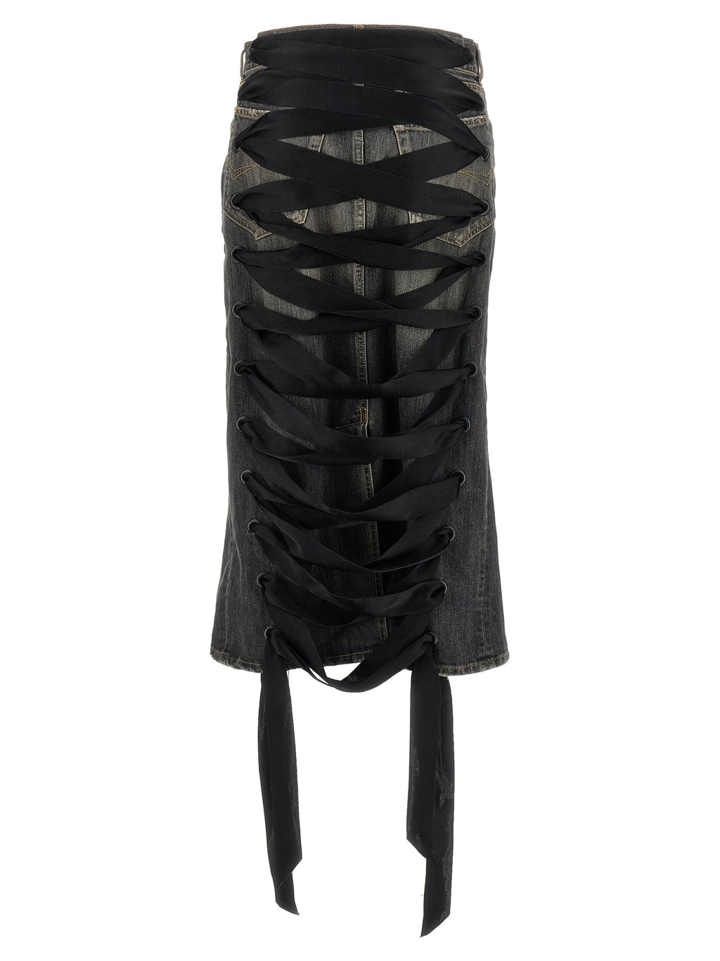Balenciaga Women's Lace Up Denim Skirt