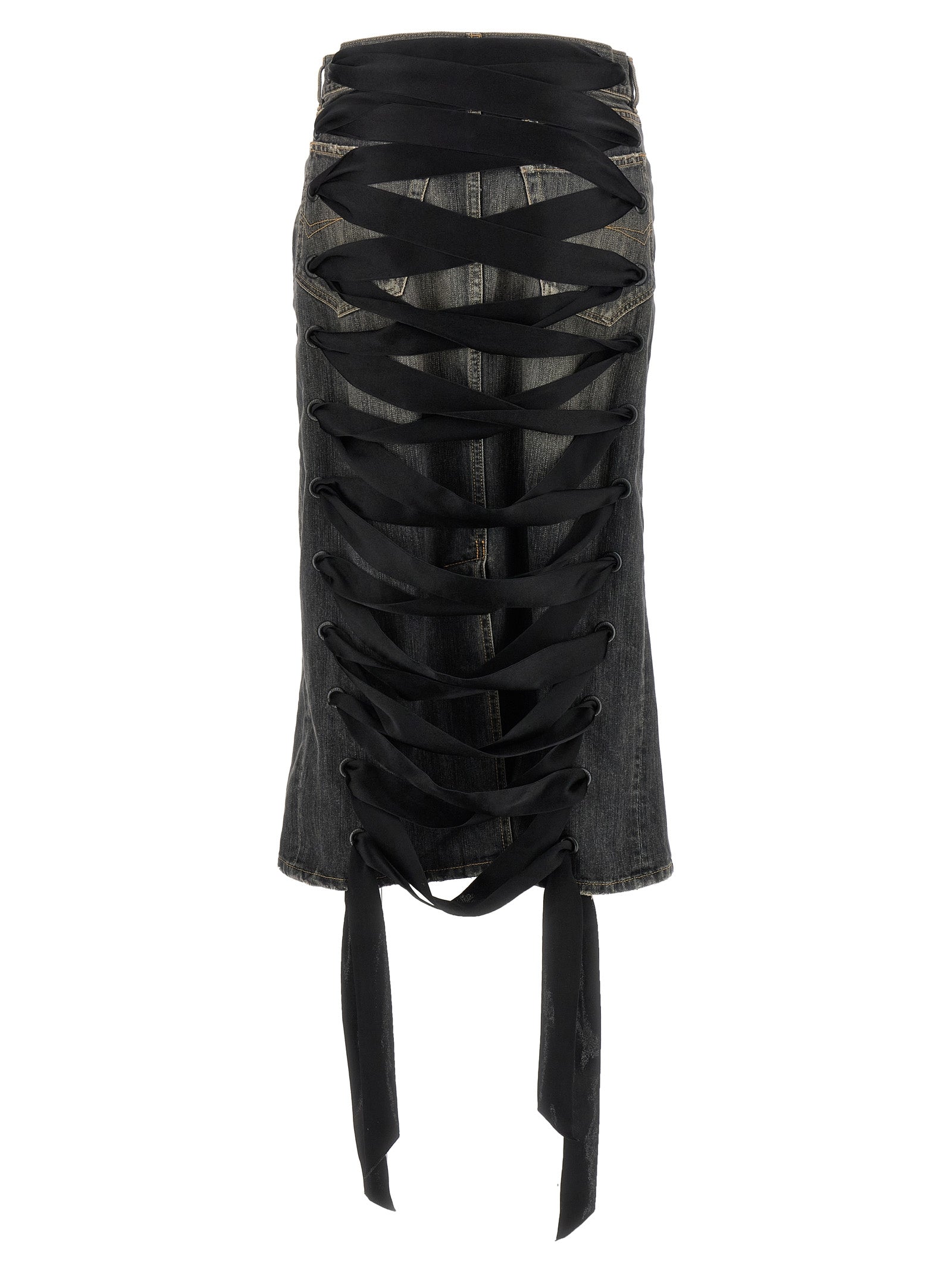 Balenciaga Women's Lace Up Denim Skirt