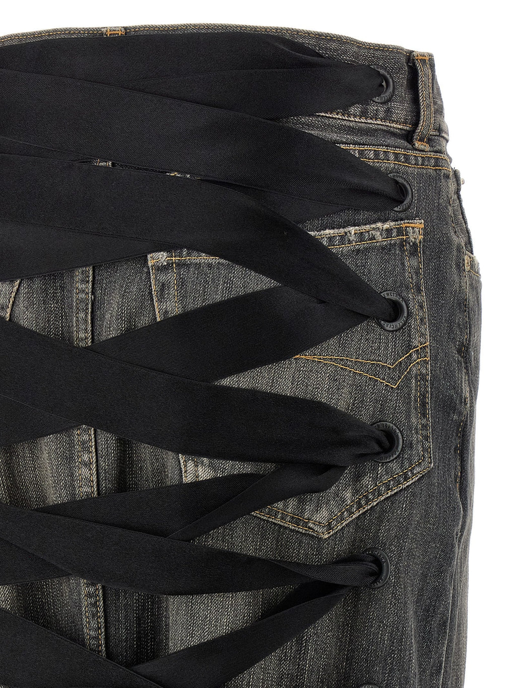 Balenciaga Women's Lace Up Denim Skirt