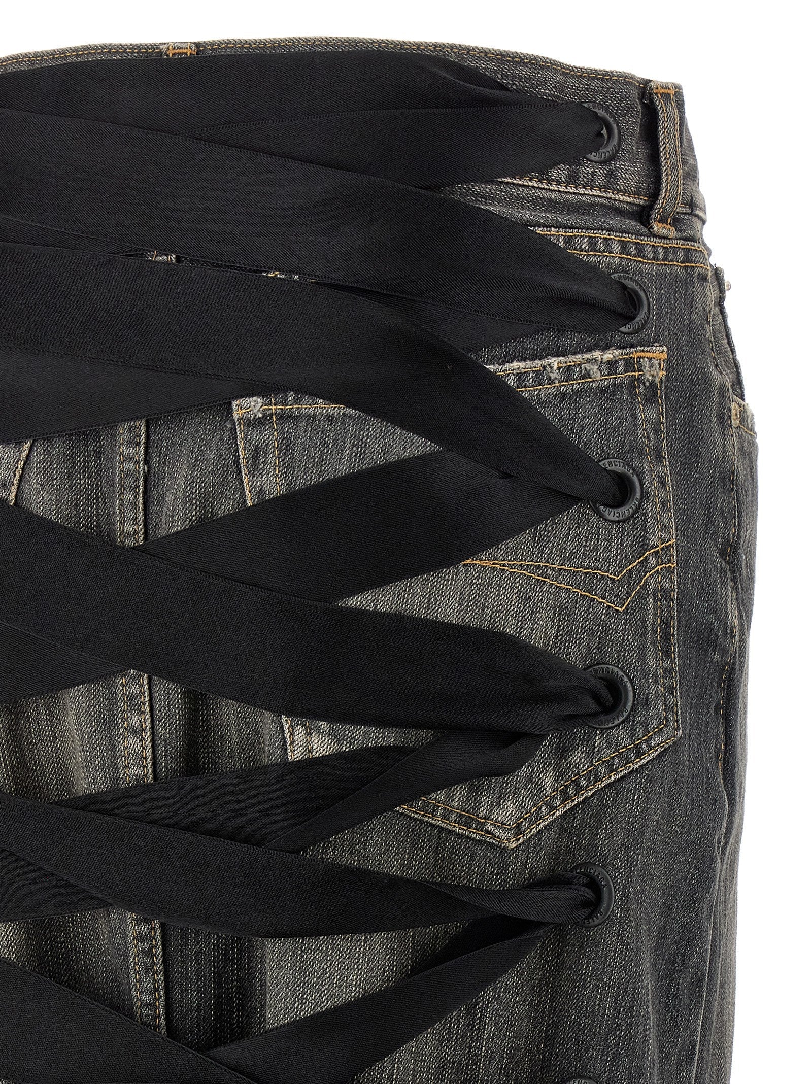 Balenciaga Women's Lace Up Denim Skirt