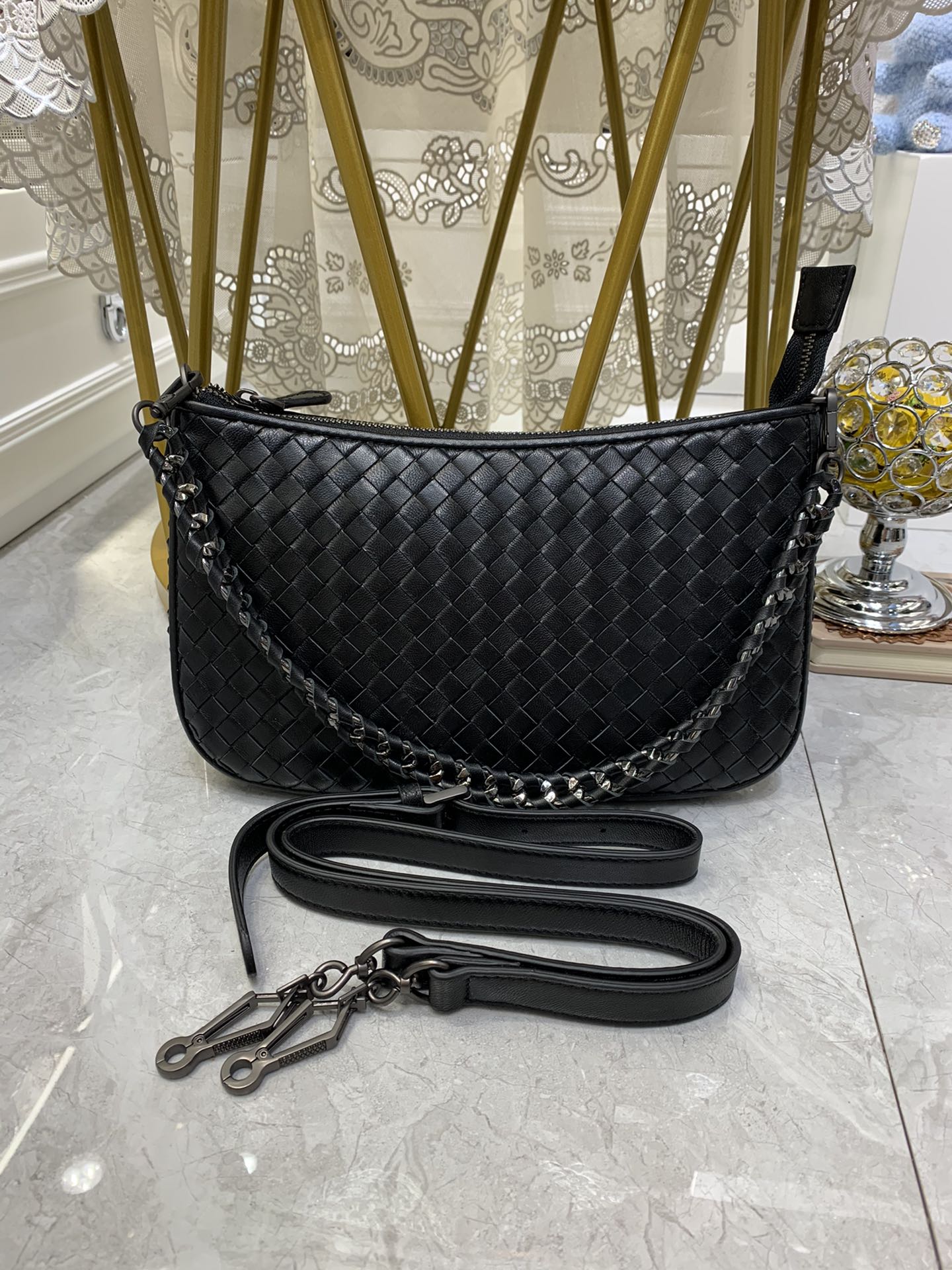 Bottega Veneta Crossbody Bag Black, For Women, Bags 9.4in/24cm