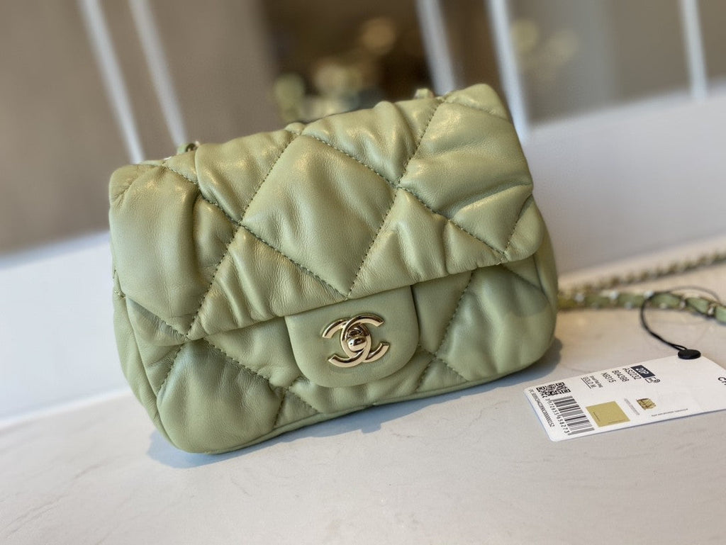 ChanelSmall GlamIap Bag Gold Hardware Green For Women Handbags, Shoulder Bags 7.5in/19cm AS2232