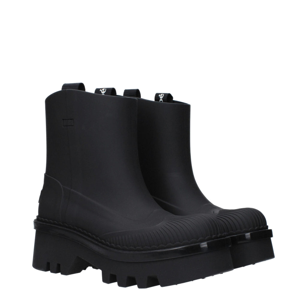 Chloé Black Cotton Ankle Women's Boots