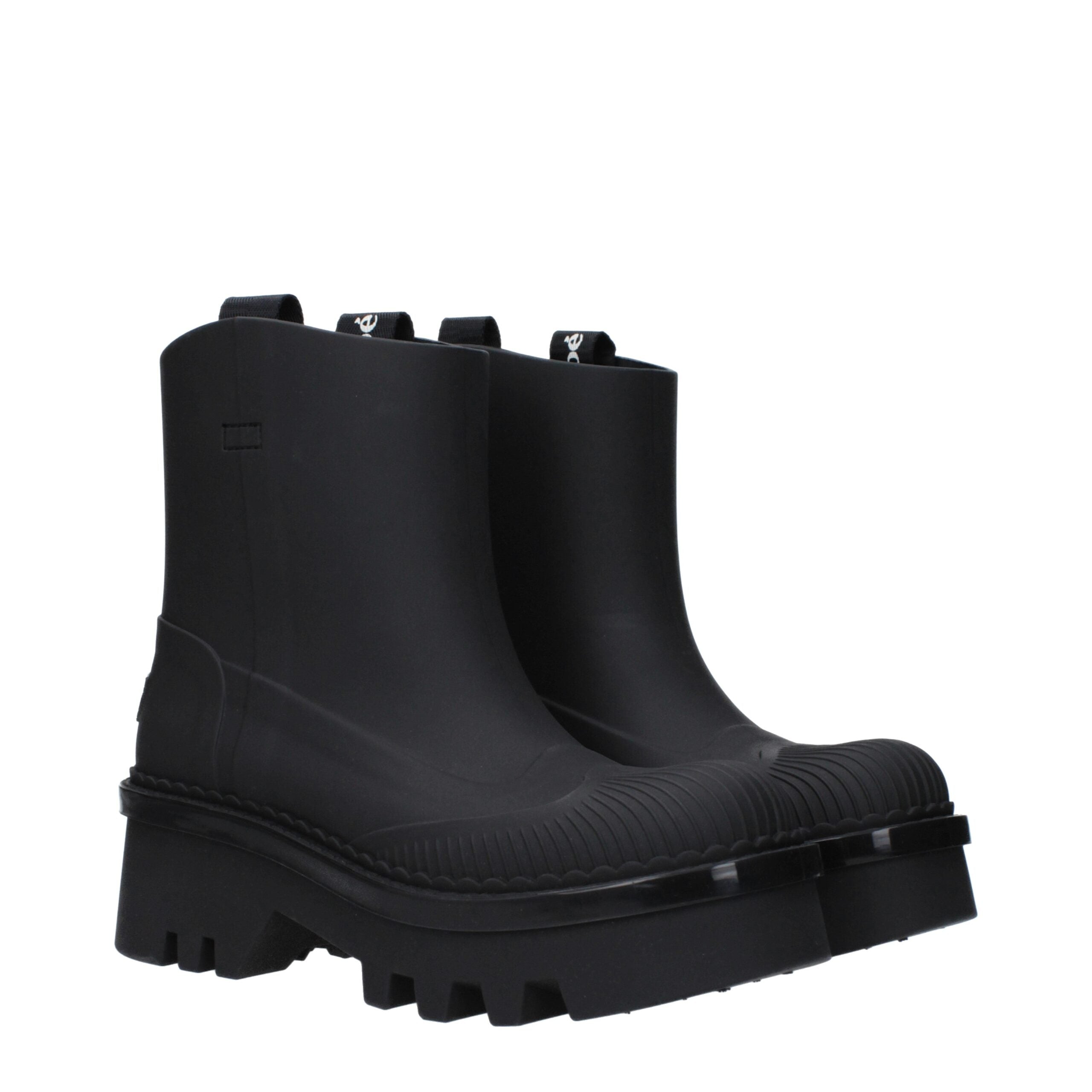 Chloé Black Cotton Ankle Women's Boots