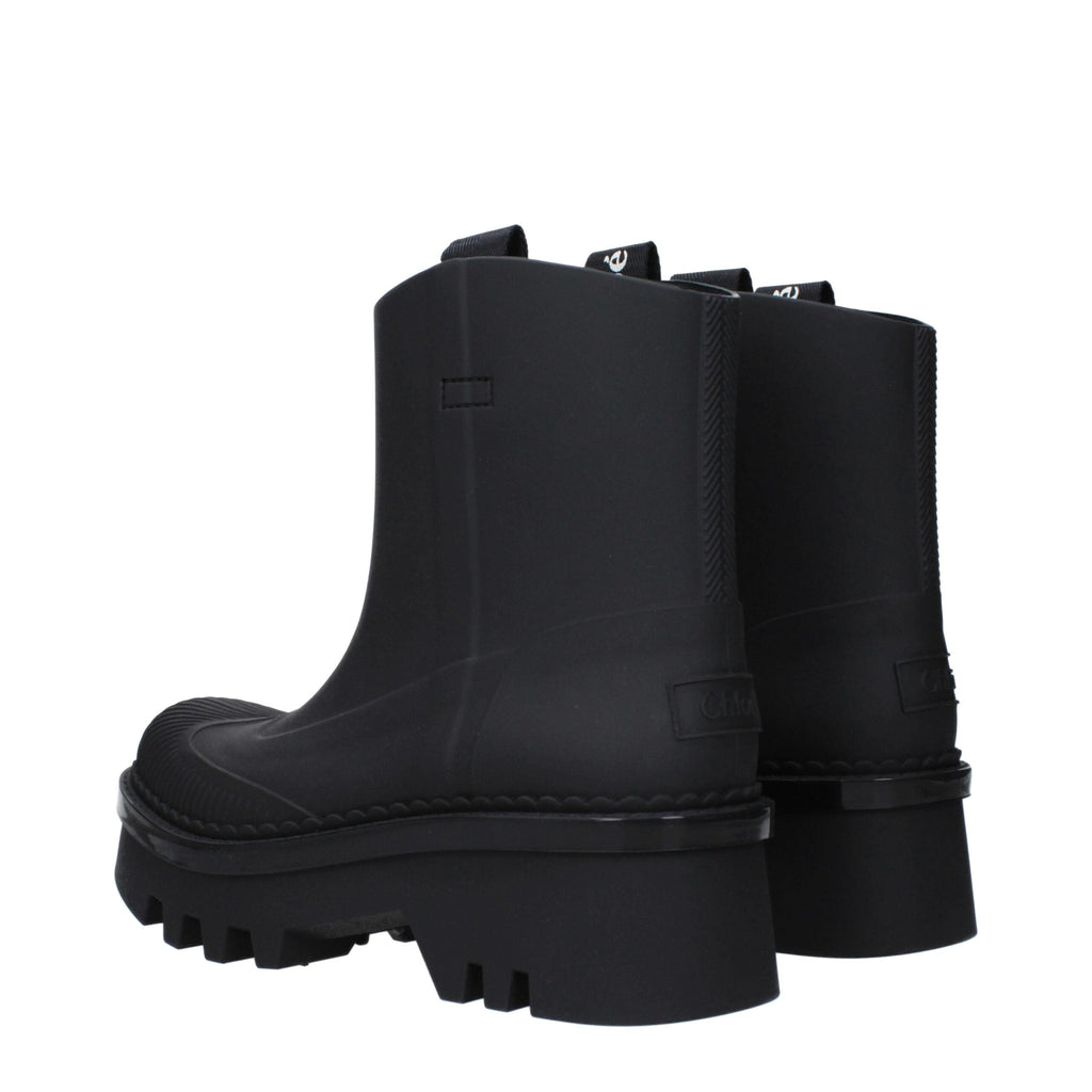 Chloé Black Cotton Ankle Women's Boots