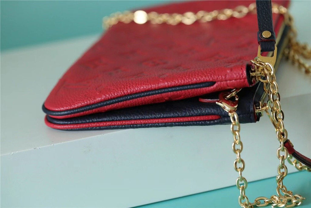 Louis Vuitton Double Zip Pochette Monogram Empreinte Black/Red For Women,  Shoulder and Crossbody Bags 7.9in/20cm Louis Vuitton