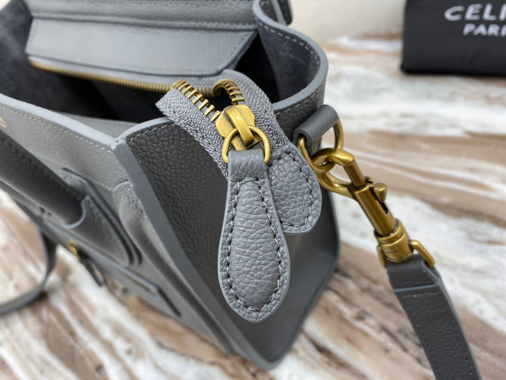 Top Quality Nano LuGucciage Bag In Drummed Grey For WomLB 8in/20cm 189243AQL.10KL