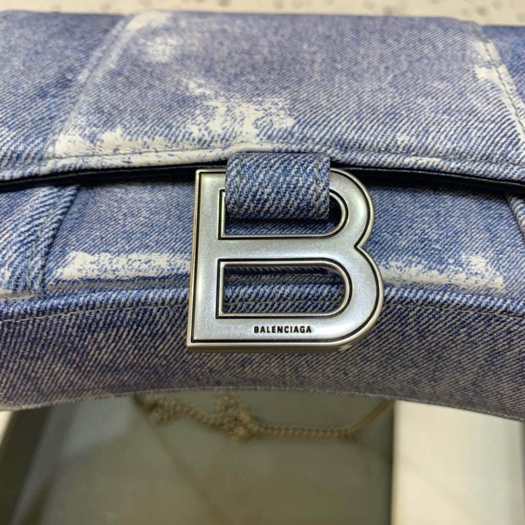Downtown Small Shoulder Bag With Chain Blue Washed, For Women,  Bags 11.8in/30cm