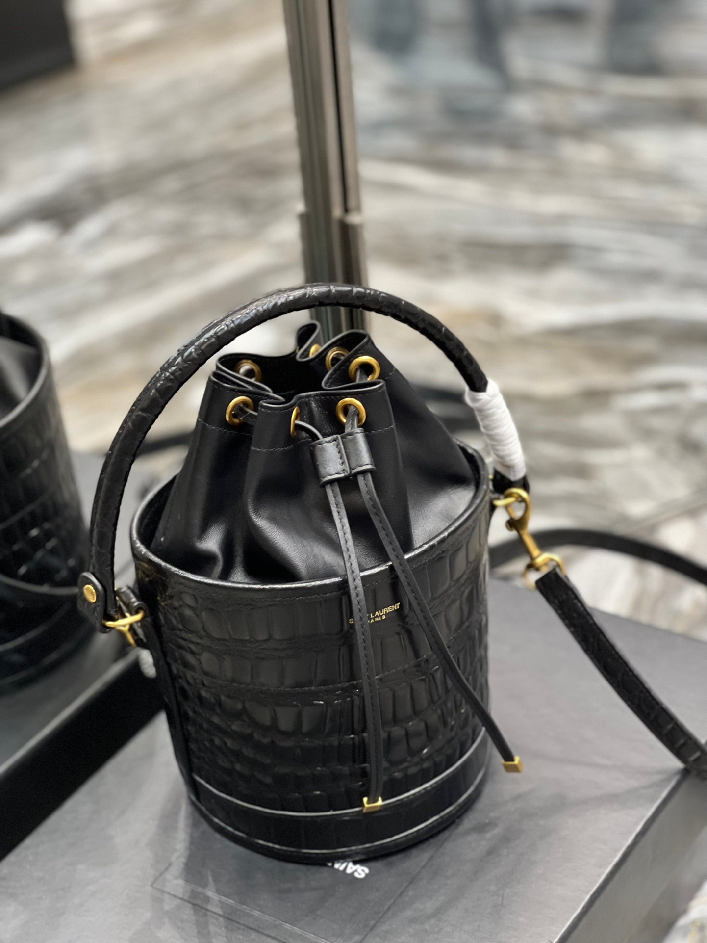 YSSL Bahia Small Bucket Bag Black For Women 10in/25cm YSL 6867332US3W1000