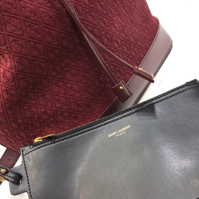 YSSL All-Over Monogram Bucket Bag Burgundy For Women 10.5in/27cm YSLÂ 