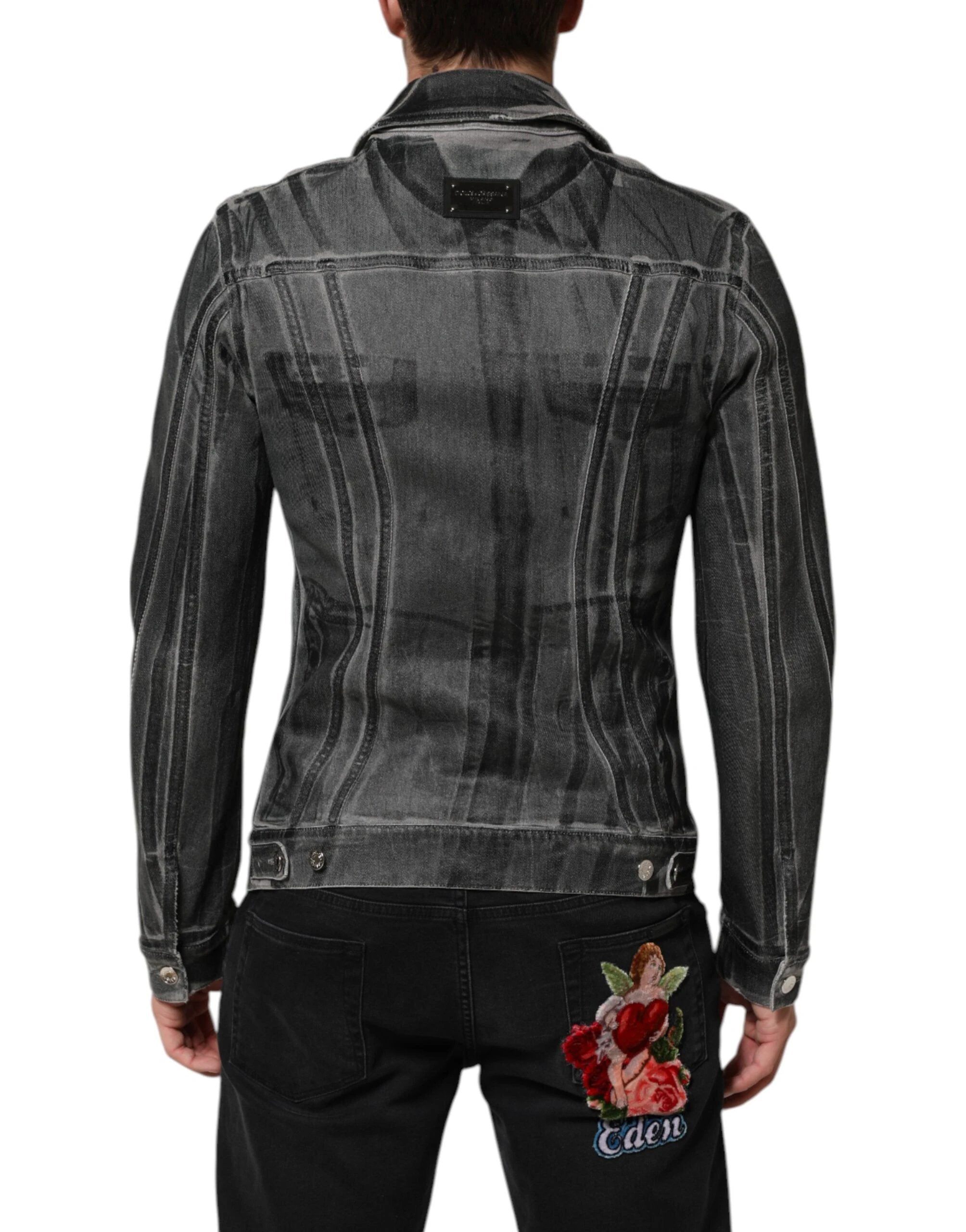 Dolce & Gabbana Gray Washed Cotton Stretch Denim Jacket
