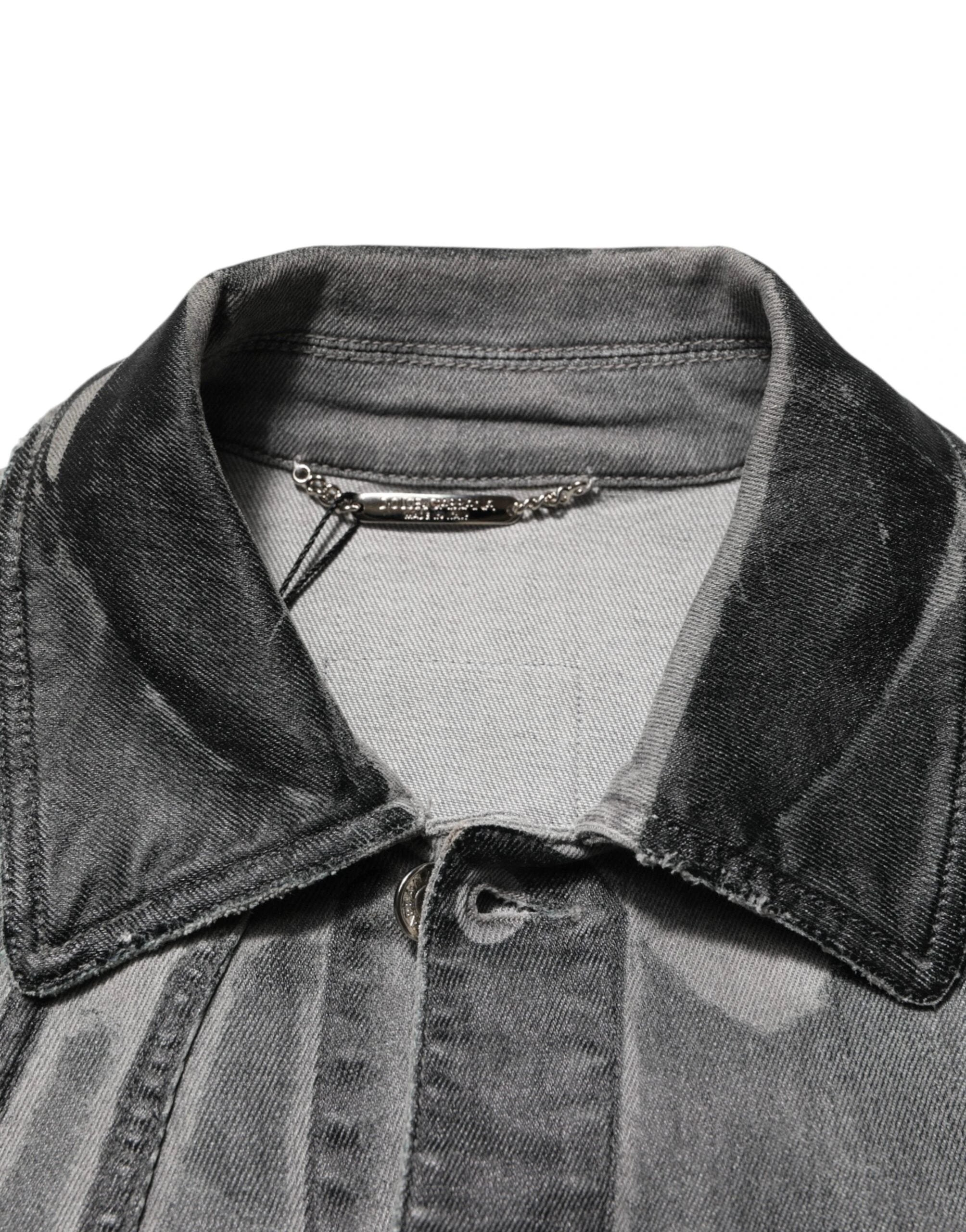 Dolce & Gabbana Gray Washed Cotton Stretch Denim Jacket