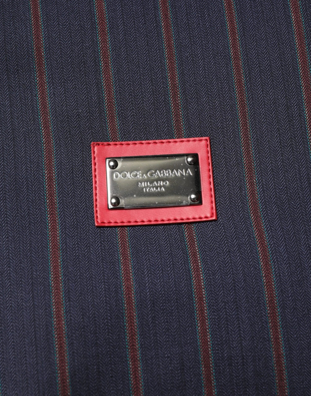 Dolce & Gabbana Blue Red Striped Logo Plaque Full Zip Jacket