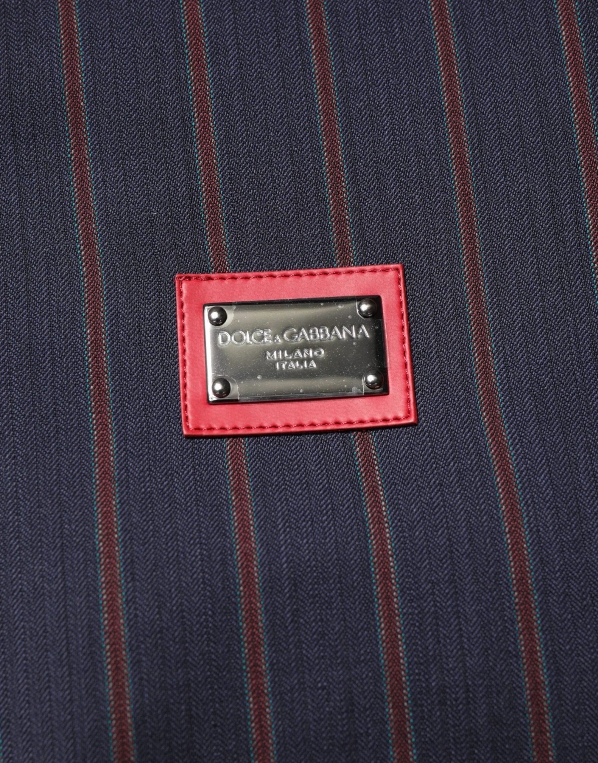 Dolce & Gabbana Blue Red Striped Logo Plaque Full Zip Jacket