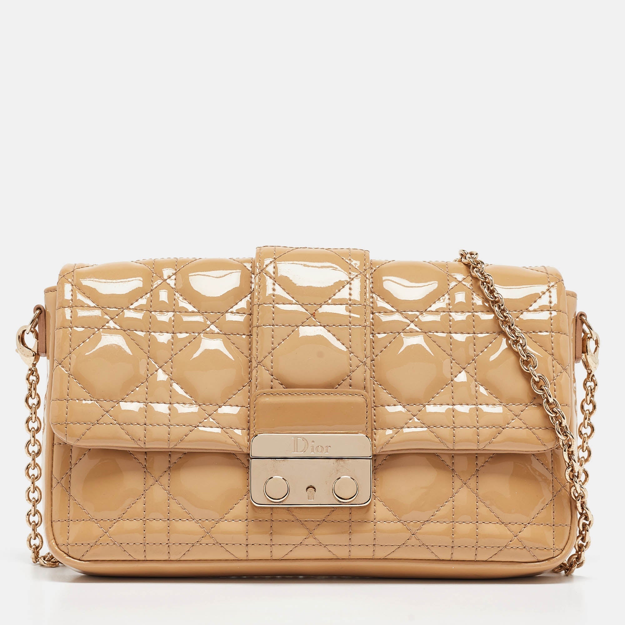 Dior Beige Cannage  Leather Miss Dior Promenade Chain Pouch
