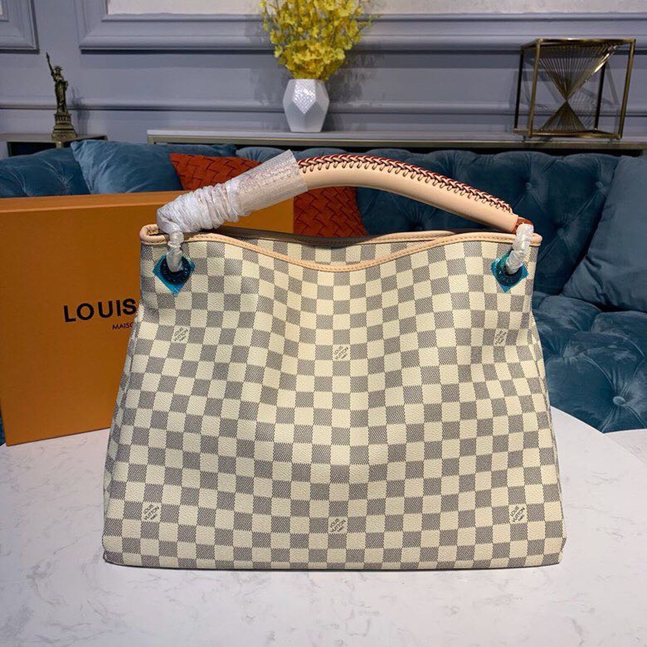Louis Vuitton Artsy MM Damier Azur Canvas For Women,  Shoulder Bags 16.1in/41cm Louis Vuitton N40253