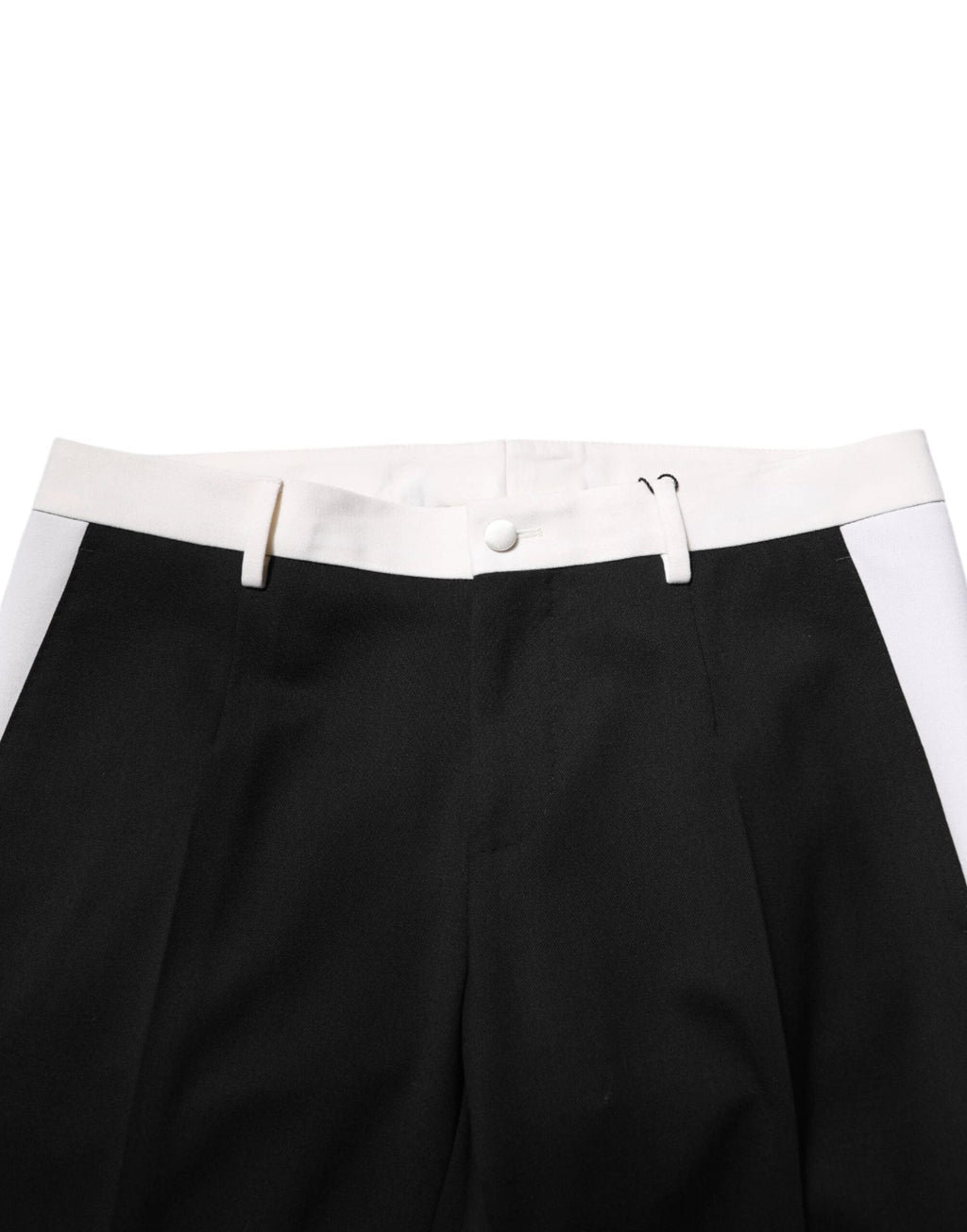 Dolce & Gabbana Black White Stripe Wool Men Trouser Pants