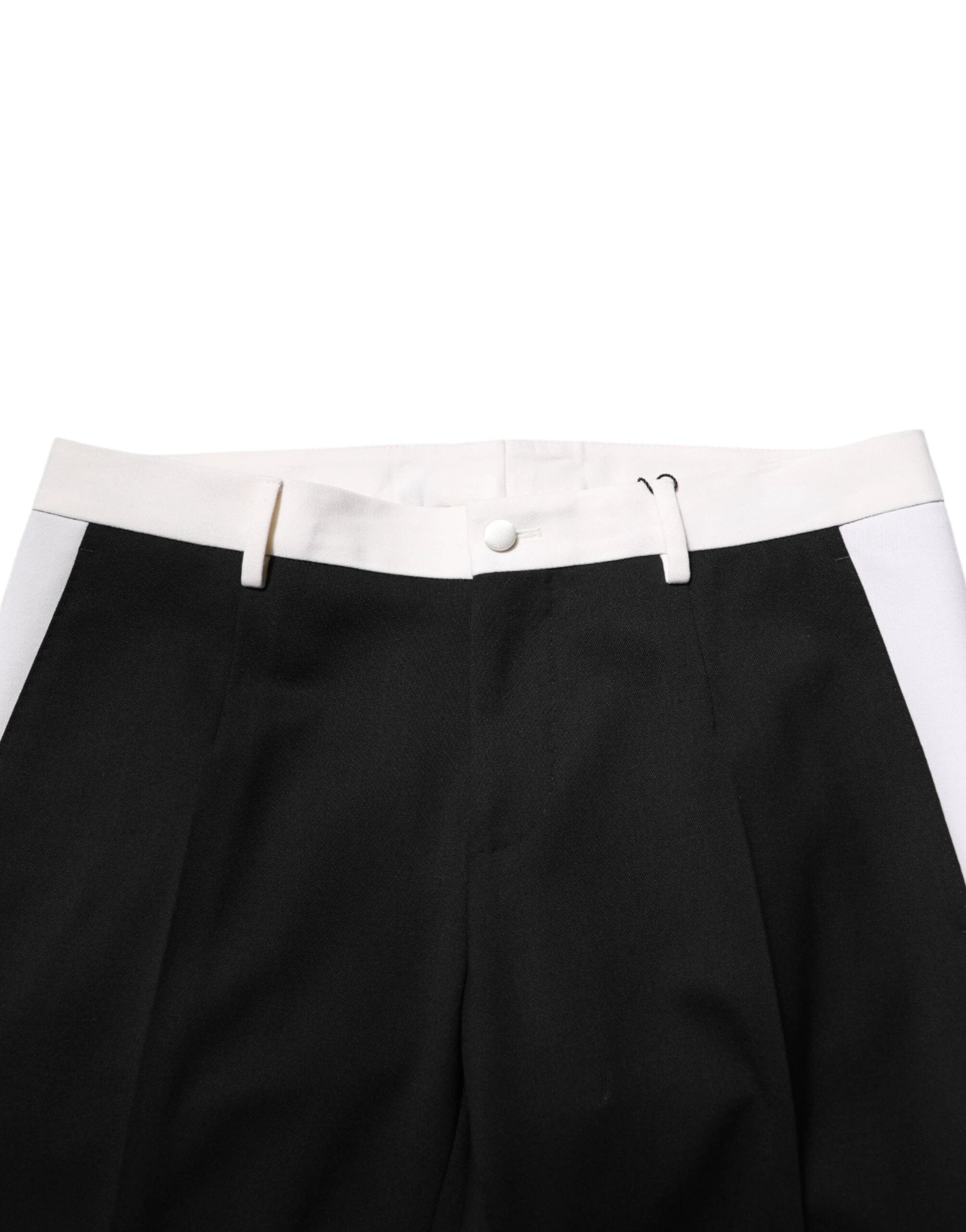 Dolce & Gabbana Black White Stripe Wool Men Trouser Pants