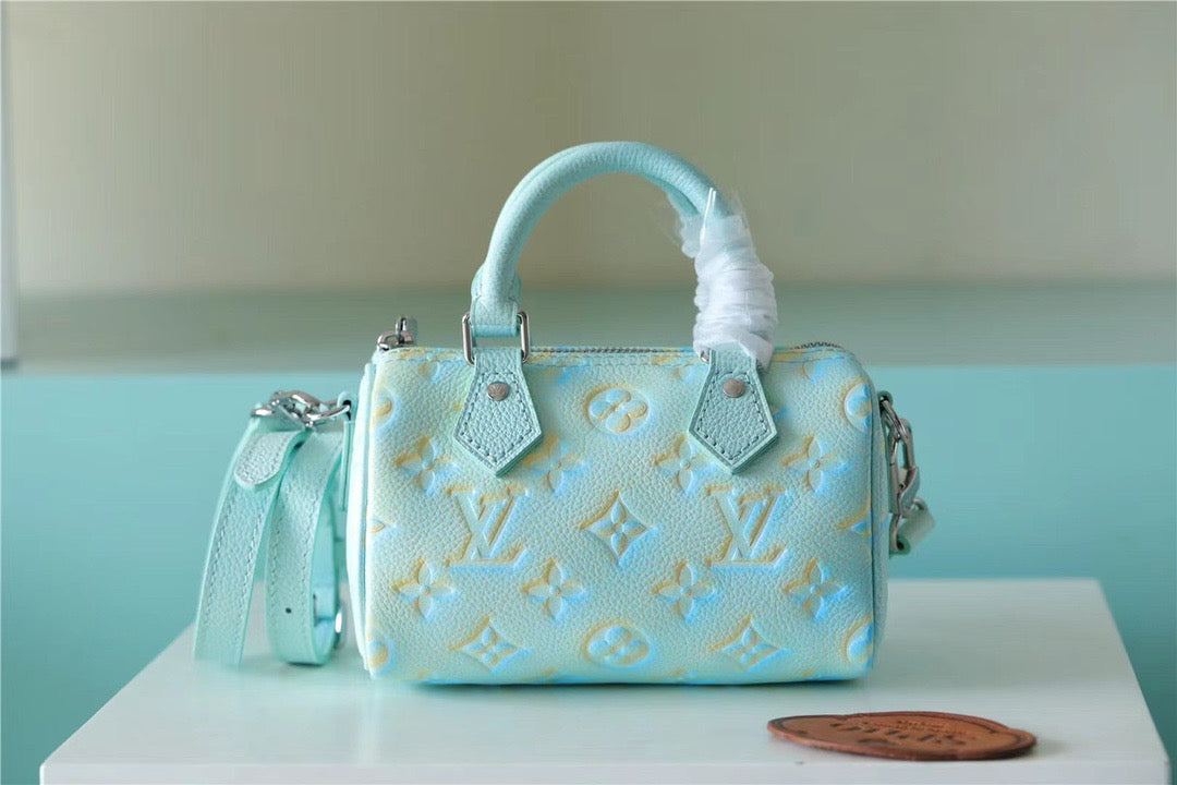 Louis Vuitton Nano Speedy Monogram Empreinte Vert D’eau Green For Women,  Shoulder And Crossbody Bags 16cm/6.3in Louis Vuitton 