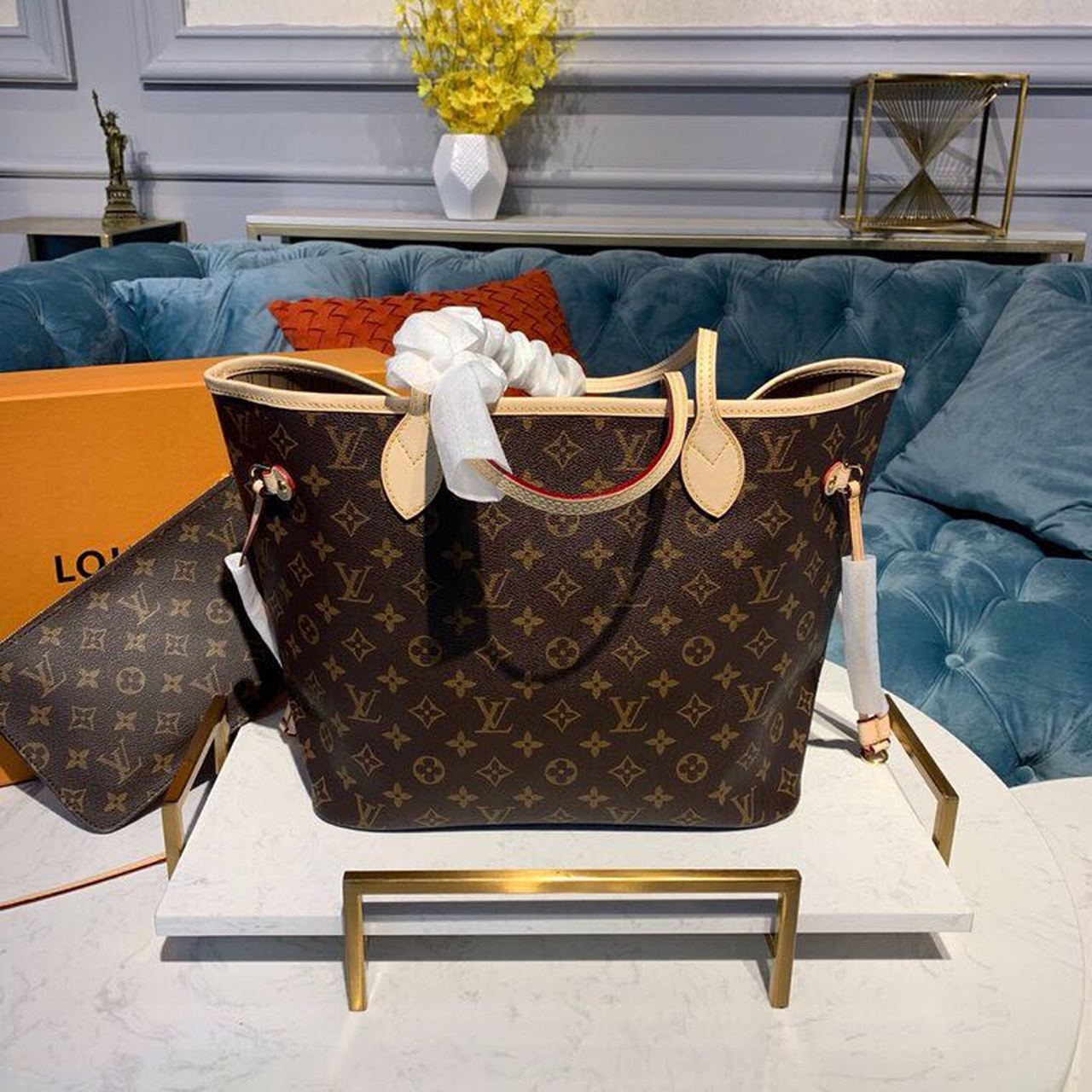 Louis Vuitton Neverfull MM Tote Bag Monogram Canvas For Women, Women’s Handbags, Shoulder Bags 12.6in/32cm Louis Vuitton M40995