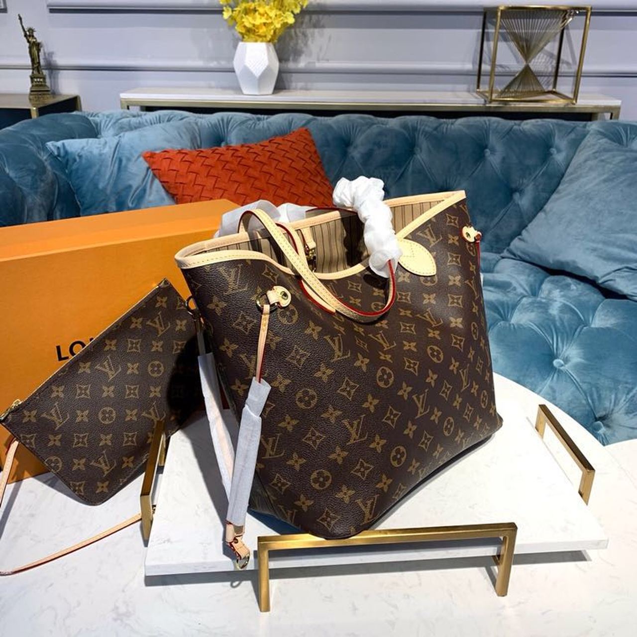 Louis Vuitton Neverfull MM Tote Bag Monogram Canvas For Women, Women’s Handbags, Shoulder Bags 12.6in/32cm Louis Vuitton M40995
