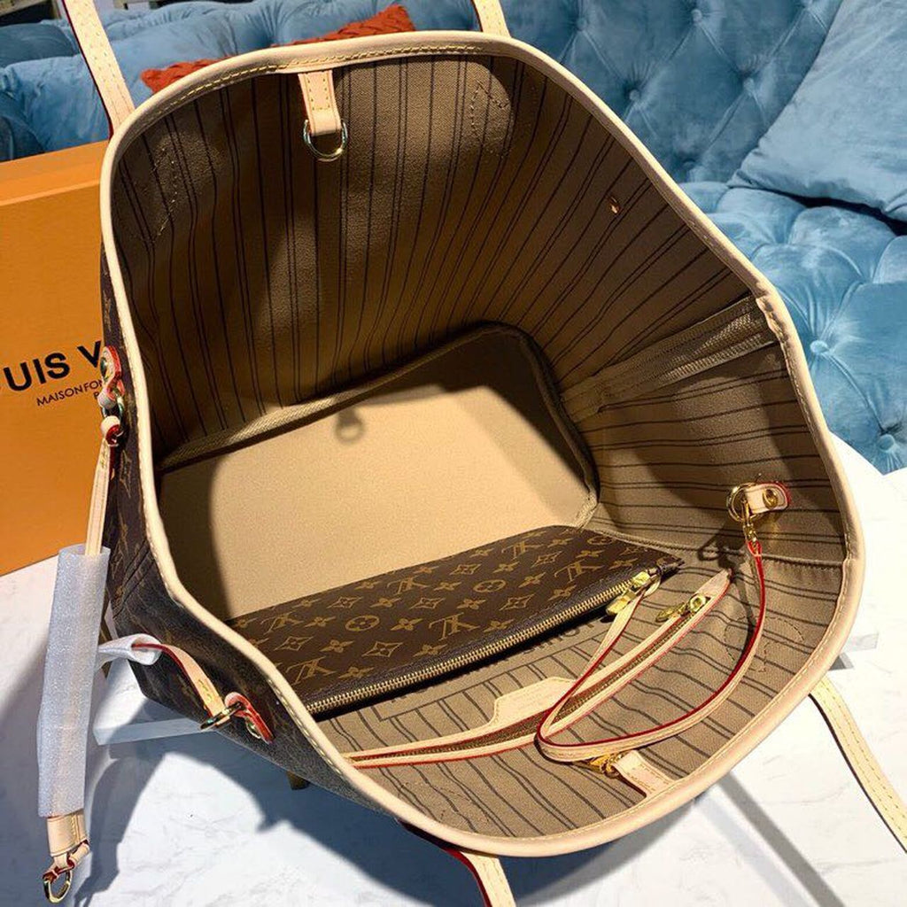 Louis Vuitton Neverfull MM Tote Bag Monogram Canvas For Women, Women’s Handbags, Shoulder Bags 12.6in/32cm Louis Vuitton M40995
