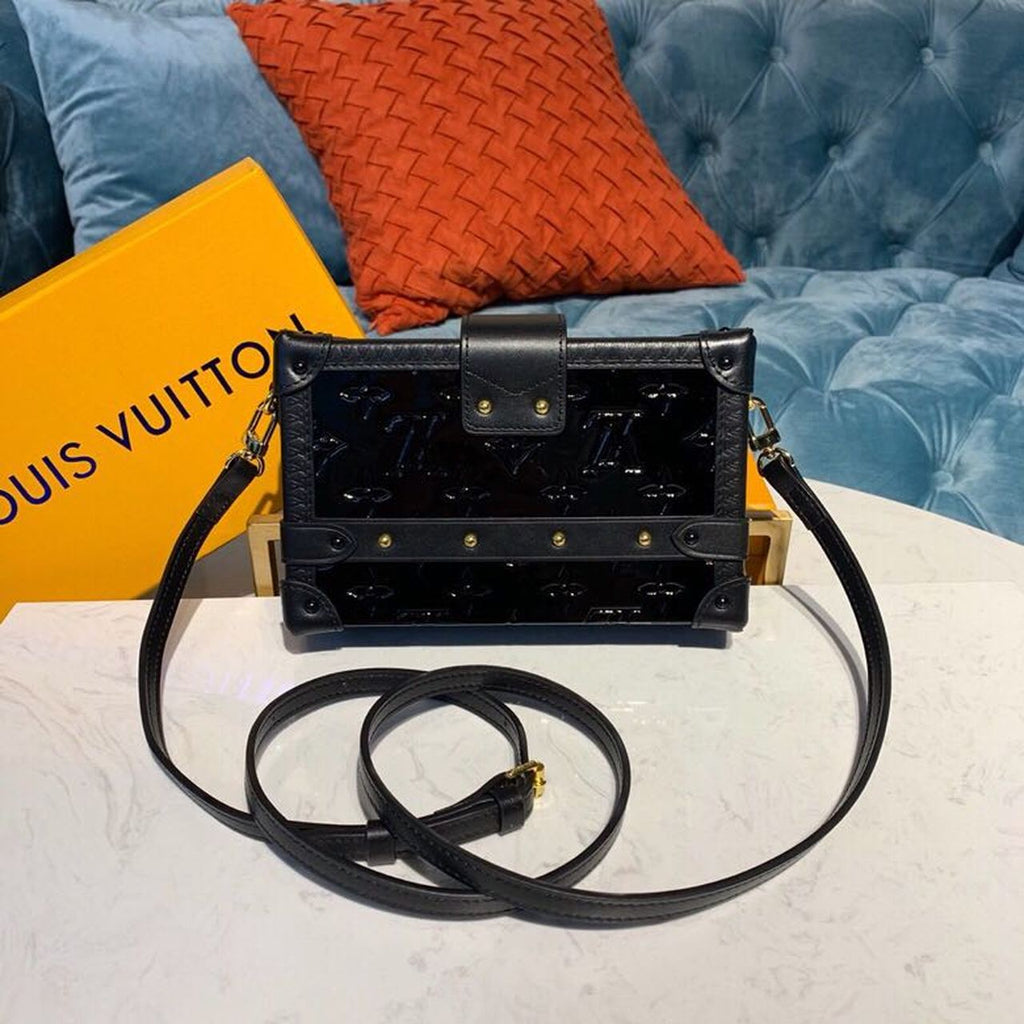 Louis Vuitton Petite Malle Monogram Vernis Black For Women, Women’s Handbags, Shoulder And Crossbody Bags 7.9in/19cm Louis Vuitton M54180