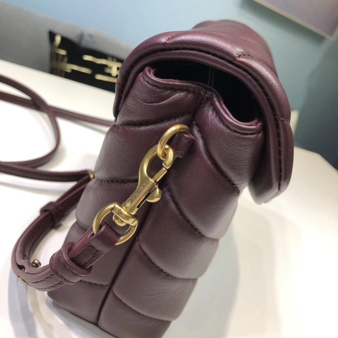 Loulou Mini Shoulder Bag Burgundy For Women 7in/18cm YSL