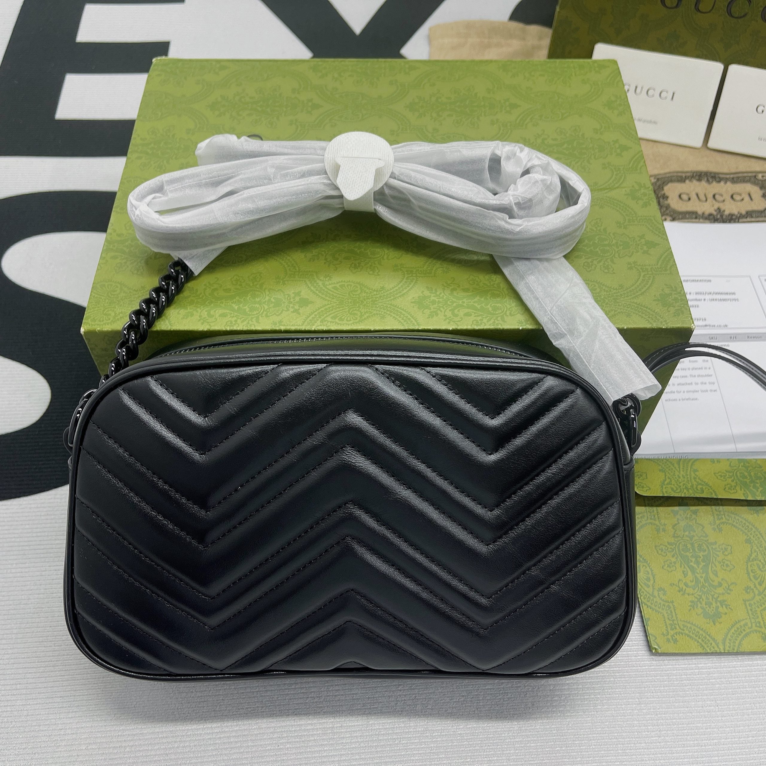 Gucci Marmont Matelasse Shoulder Bag Black For Women, Women’s Bags 9.5in/24cm Gucci
