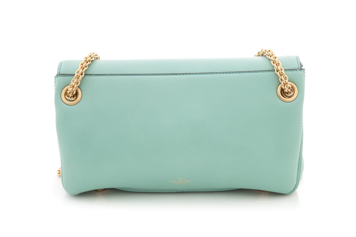 Valentino Stut Sign Shoulder Handbag in Mint Lambskin Leather