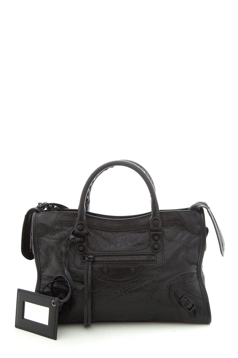 Balenciaga Black City Classic Studs Leather Handbag