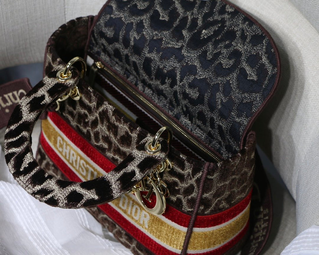 Dior MeDiorum Lady D-Lite Bag, Leopard Brown Handbags, Crossbody Bags, 24cm CD