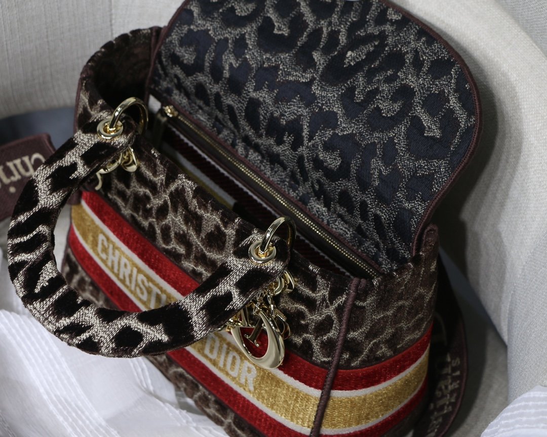 Dior MeDiorum Lady D-Lite Bag, Leopard Brown Handbags, Crossbody Bags, 24cm CD