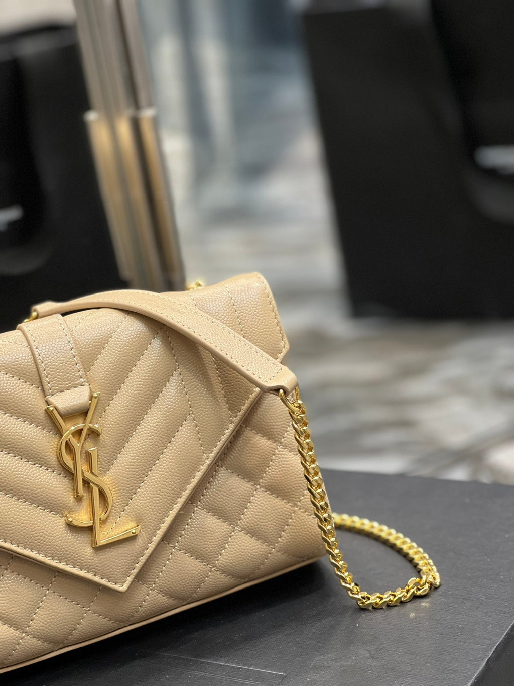 YSSL Small Bag Dark Beige In Mix Matelasse For Women 8in/21cm YSL 600195BOW912721