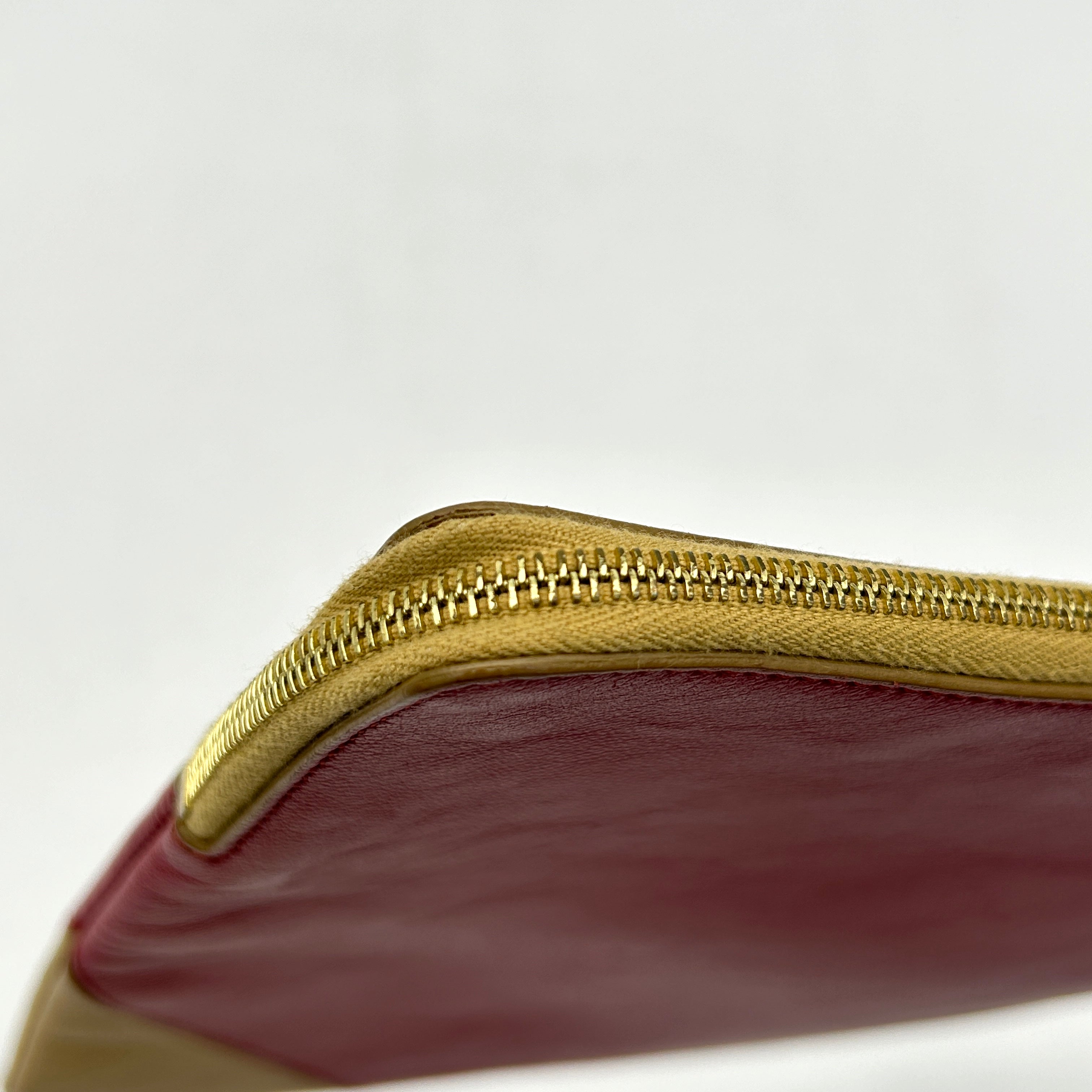 Celine Bi Color Large Coeur Red Beige Leather Clutch