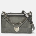 Grey  Leather Medium Diorama Shoulder Bag