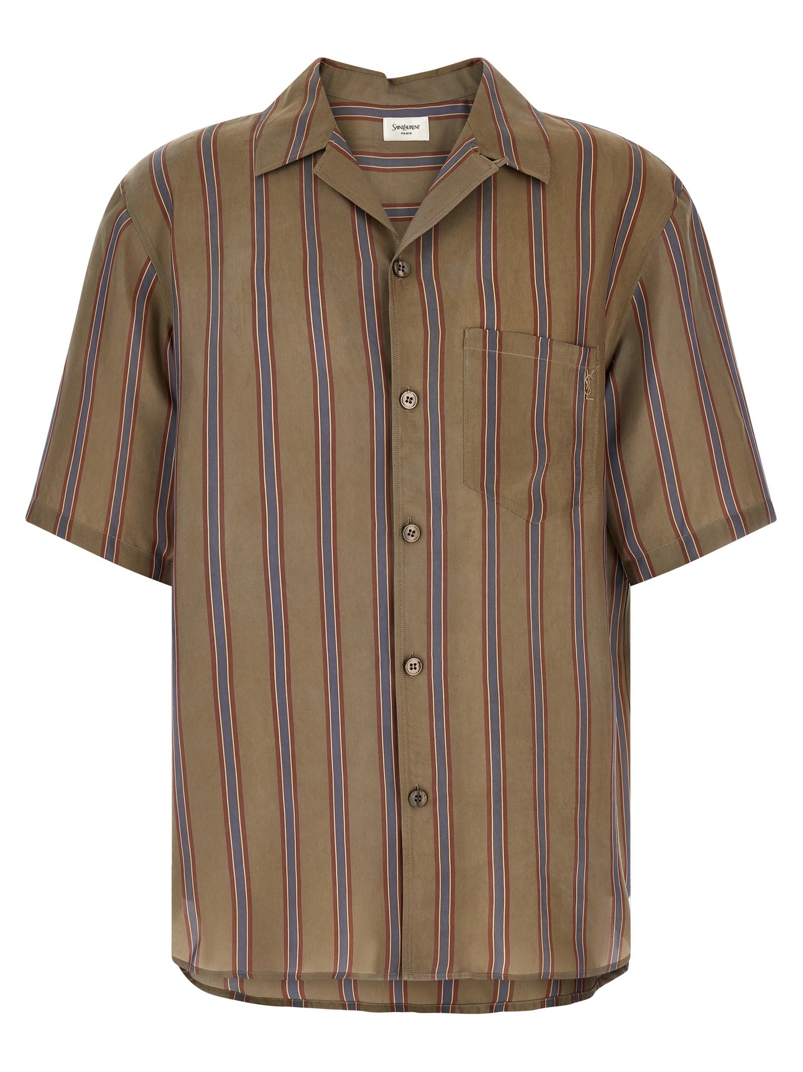 Saint Laurent Men's Cassandre Striped Shirt