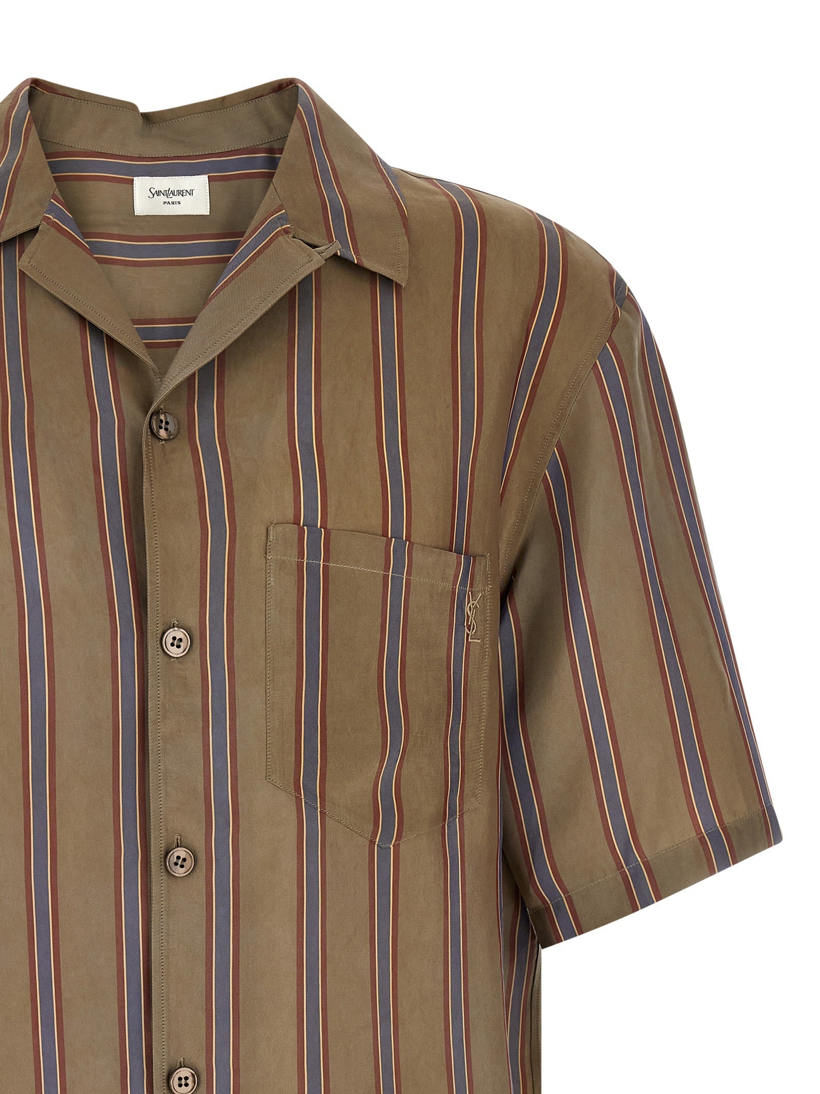 Saint Laurent Men's Cassandre Striped Shirt