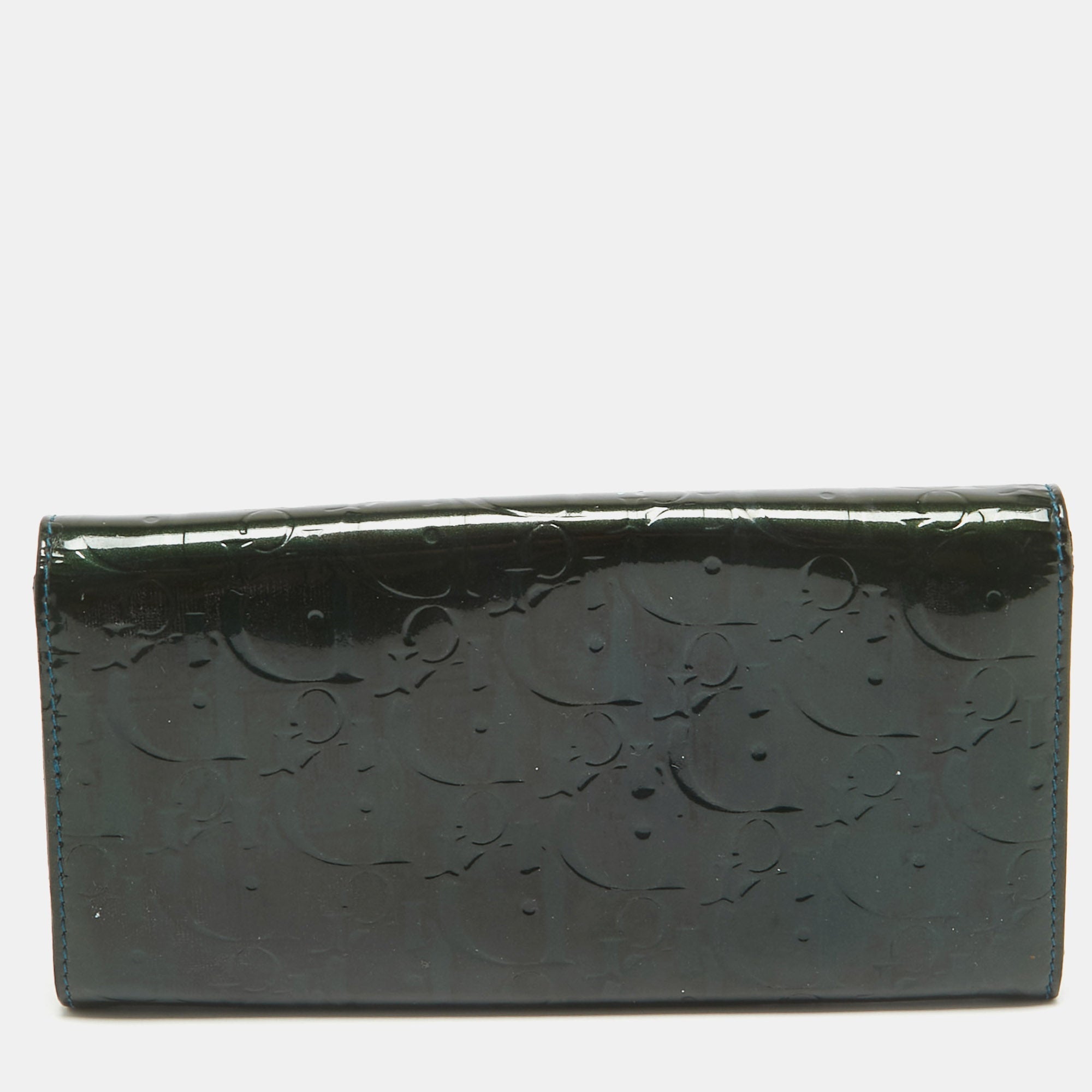Dior Green Oblique Embossed  Leather Continental Flap Wallet
