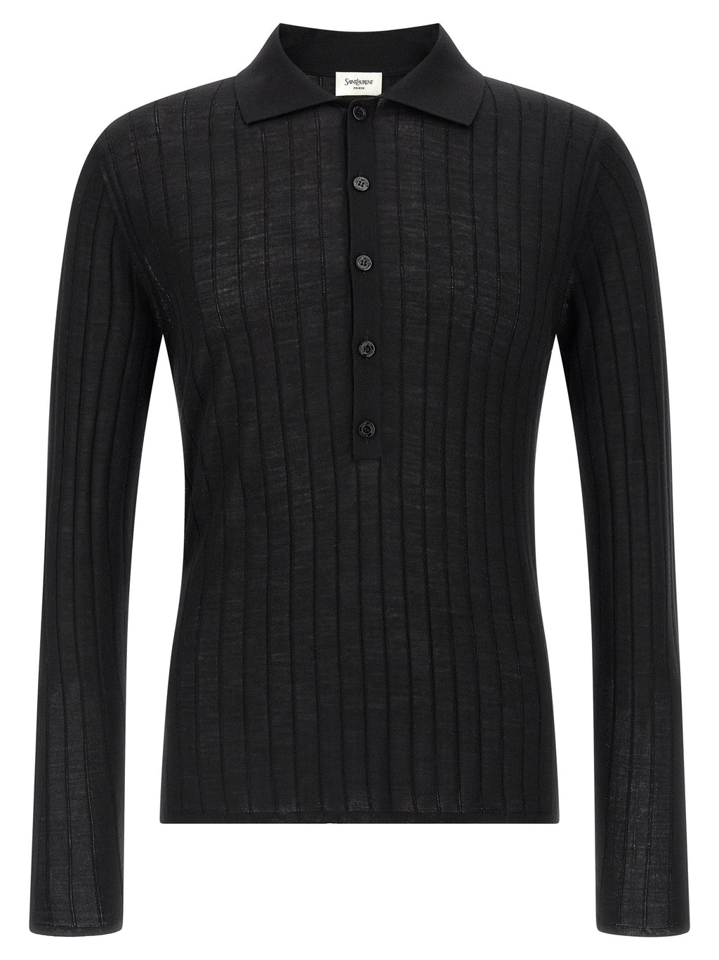 Saint Laurent Men's Pointelle Wool Polo Shirt