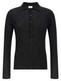 Saint Laurent Men's Pointelle Wool Polo Shirt