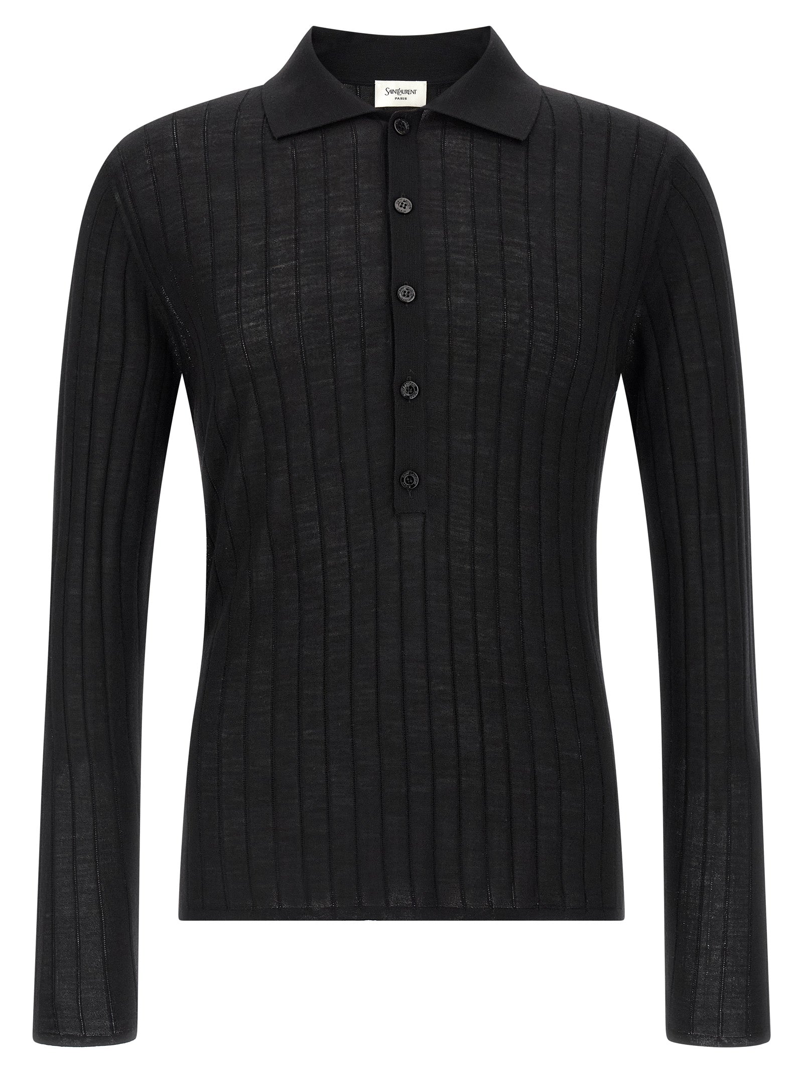 Saint Laurent Men's Pointelle Wool Polo Shirt