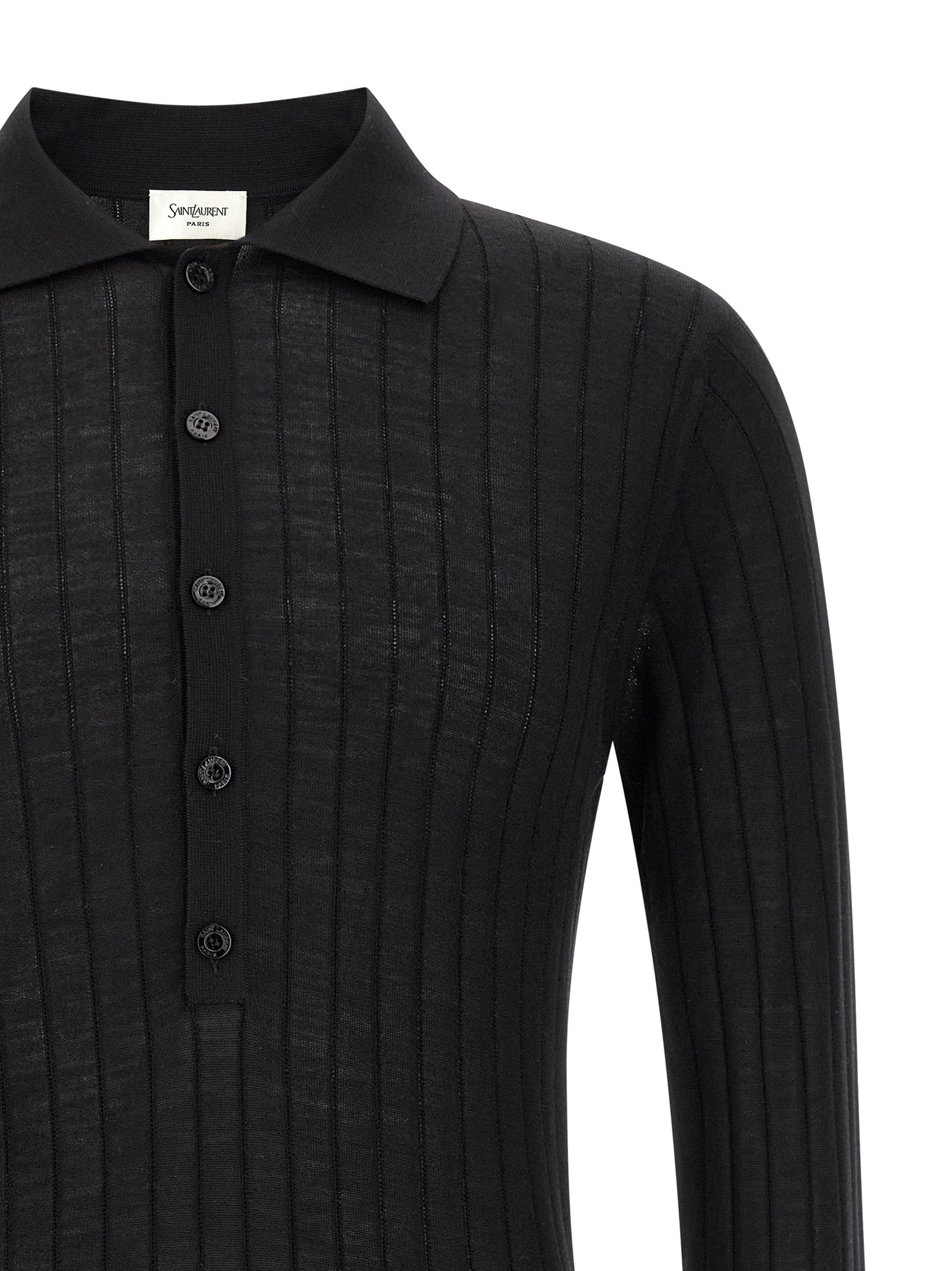 Saint Laurent Men's Pointelle Wool Polo Shirt
