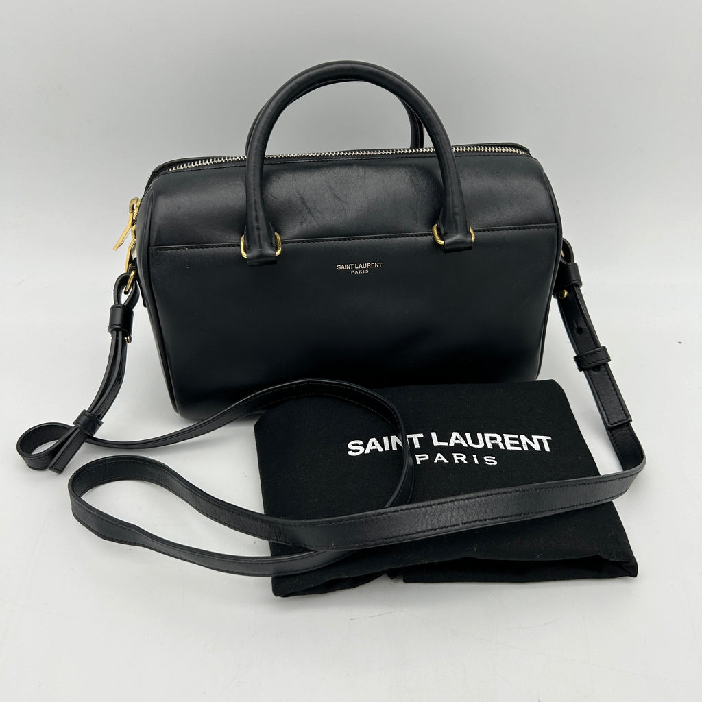 Saint Laurent Black Calfskin Classic Baby Duffle Bag With Strap