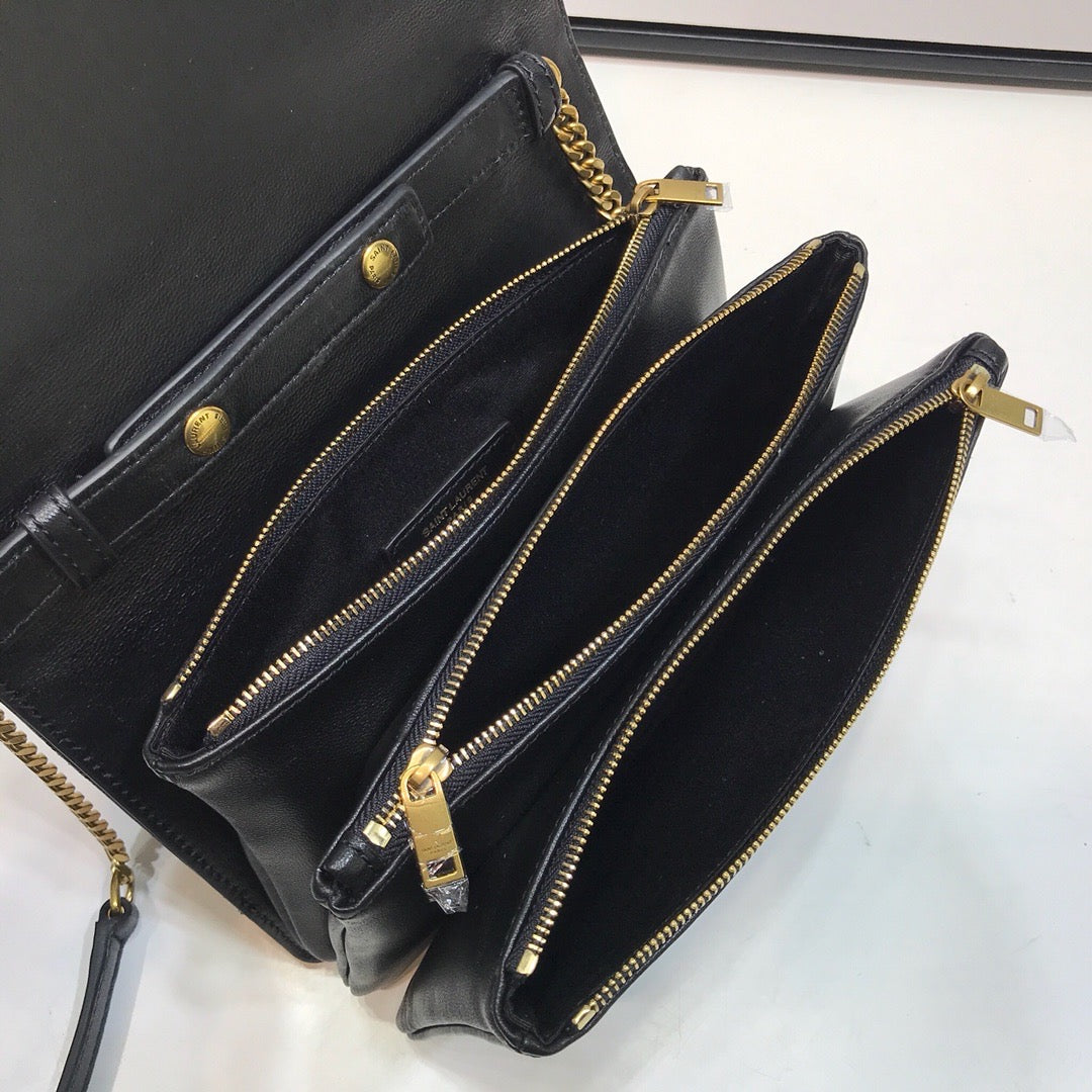 YSSL Angie Patent Handbag Black For Women 8in/22cm YSL