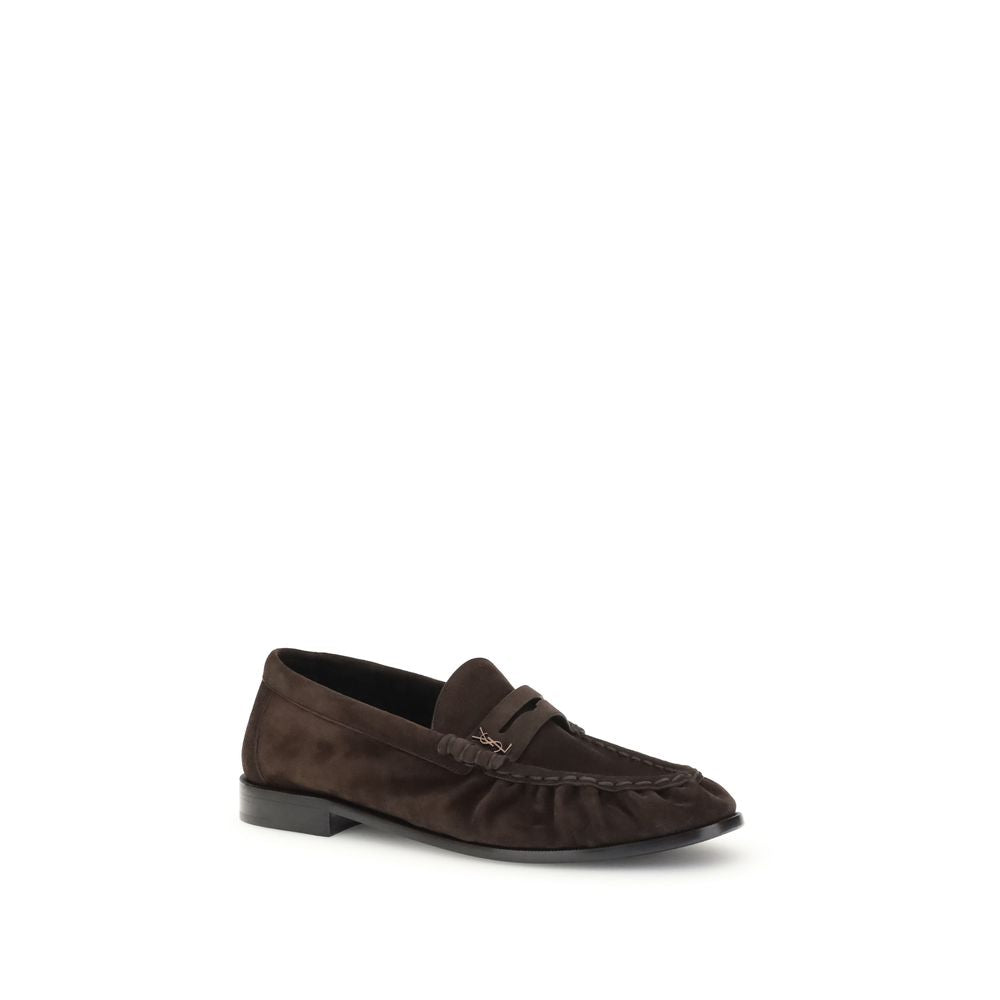 Saint Laurent Brown Calf Leather Bos Taurus Slip-On Men's Loafers