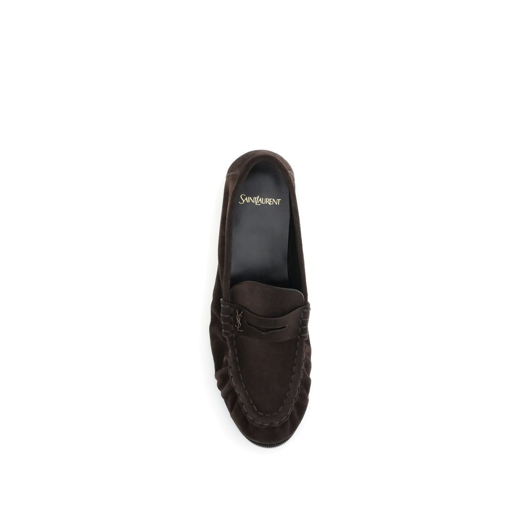 Saint Laurent Brown Calf Leather Bos Taurus Slip-On Men's Loafers