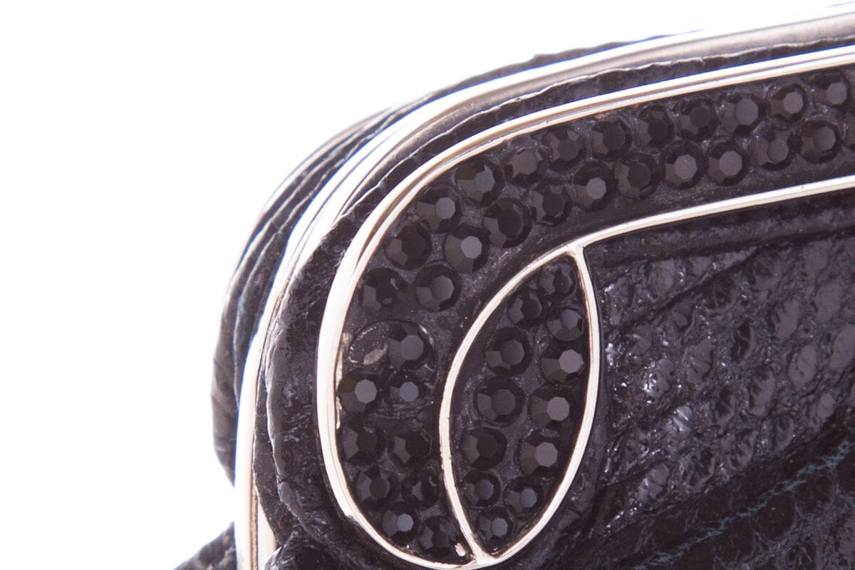 Judith Leiber Vintage Black Snake & Crystal  Clutch