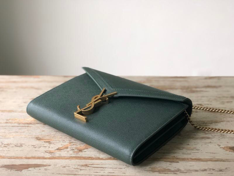 Saint Laurent Cassandra Flap-Front Crossbody Bag Dark Green For Women 8.7in/22cm YSL